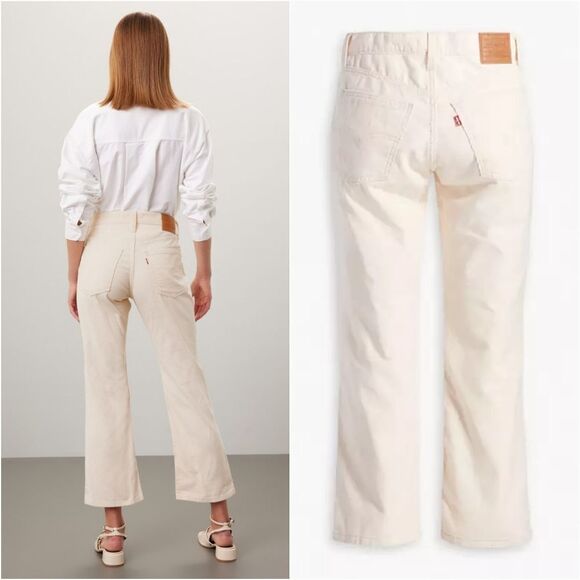 LEVI'S Middy Ankle Bootcut Ribbed Corduroy Flare Leg Trouser Pants Safari Tan 29 - Picture 2 of 10